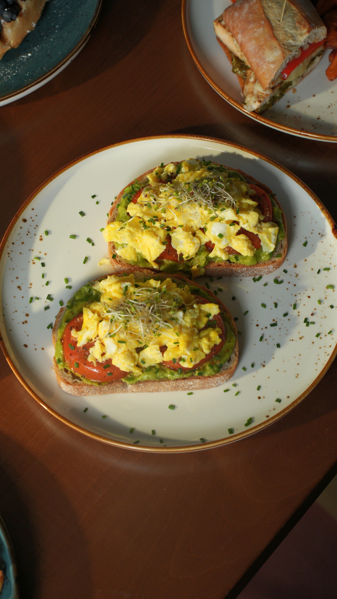 Eggs benedict on golden waffles
